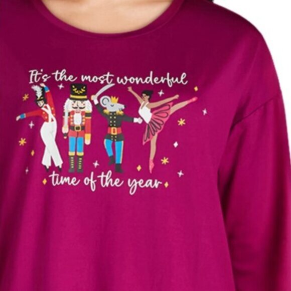 NEW 2Pc 3X 22W-24W Women's Soft Nutcracker Ballet Christmas Pajamas w/ Pockets - Picture 2 of 5